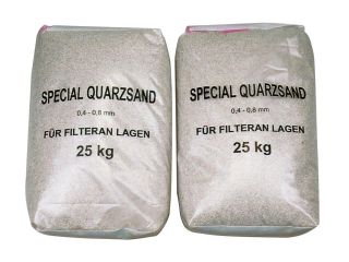 Filtersand - Fraktion 0,6 - 1,2 mm - verpackt in 25 kg.