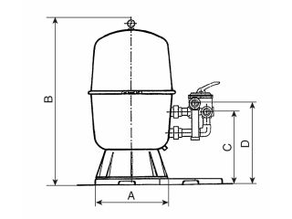 Geteilter Filterbehälter mit einem Volumen von 400 und einer Durchflussrate von 6 m3/h.