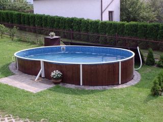 Aufstellbecken mit Stahlwand Azuro Vario Wood 5,5x3,7x1,2 m