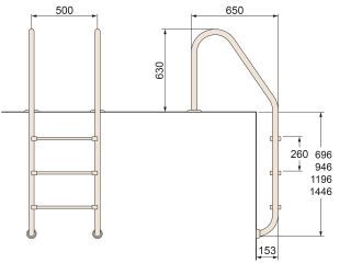 Drabina nierdzewna Standard z etui 3-stopniowa, AISI 316